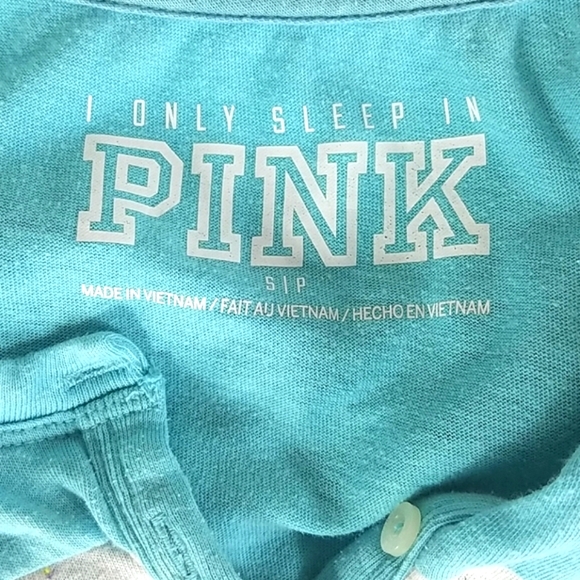 VICTORIA'S secret Pink, Teal, Cream and Gray, sleep shirt, Sz S/P - Picture 3 of 6